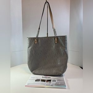 Michael Kors Gray Patent Leather Logo Tote w/COA